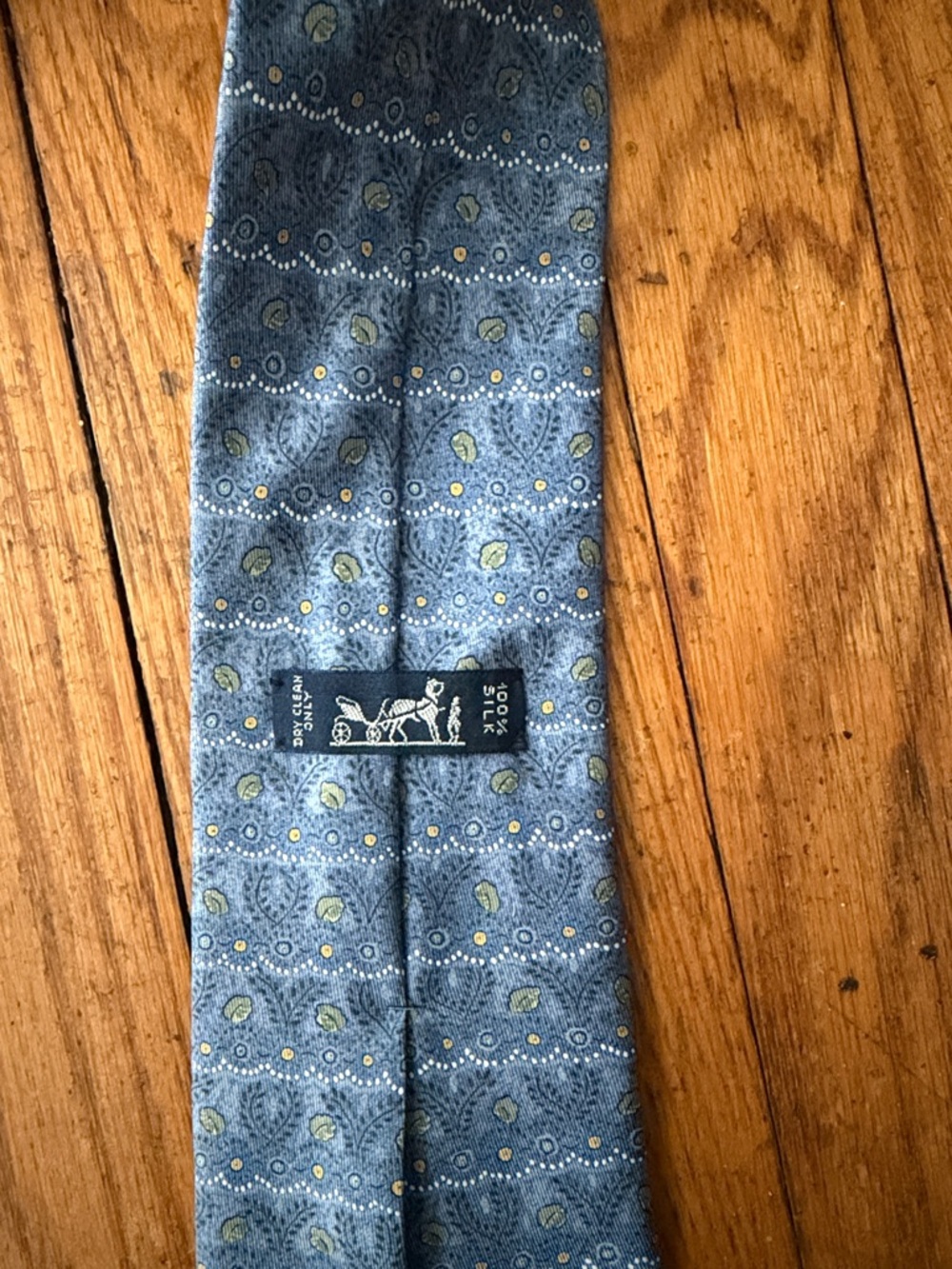 Hermes silk Blue Paisley Men's Dress Tie - Picture 3 of 4